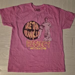 Aretha Franklin Respect Queen Of Soul Pop Band Tee Pink Short Sleeve T-Shirt.